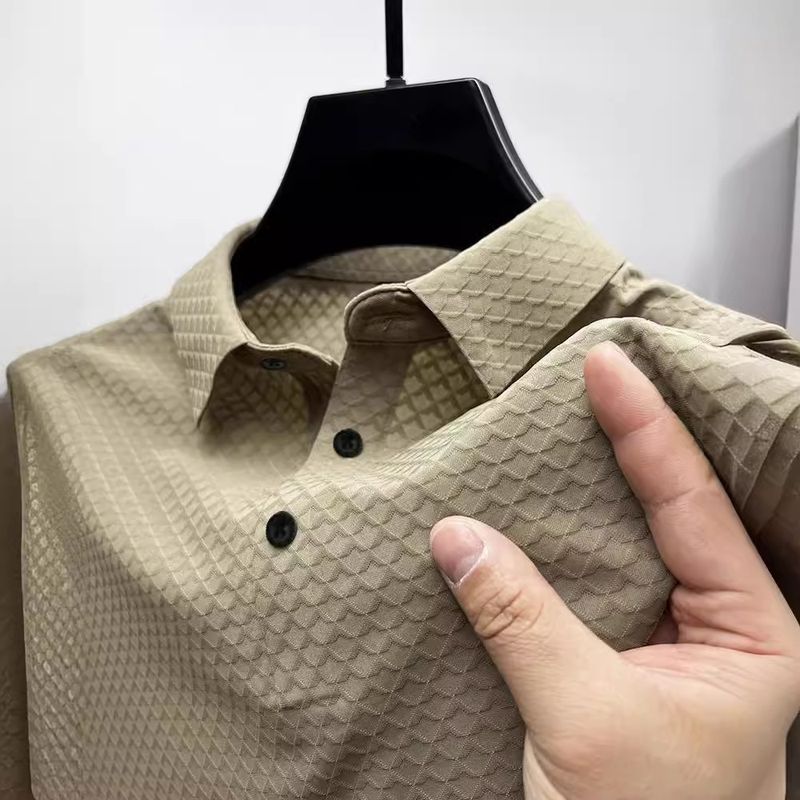 Polo estiva di alta qualità da uomo, a maniche corte, con colletto in seta ghiacciata, ad asciugatura rapida, in saldo veloce_voghion.com