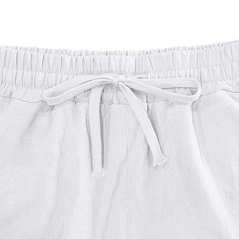 Polo da uomo estivo, casual, ampio, traspirante, in lino, con maniche corte e pantaloni a sette quarti_voghion.com