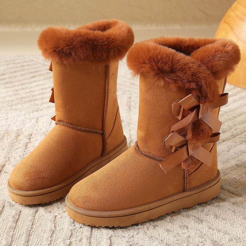 Women's Snow Boots Mid-Calf Warm Fur Lined Boots Ladies Slip on Fashion Bootie_voghion.com