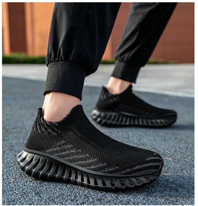 Green Platform Knit Sneakers Men Women Trainers Breathable Socks Men's Running Shoes Comfortable Slip-on Women's Sports Shoes_voghion.com