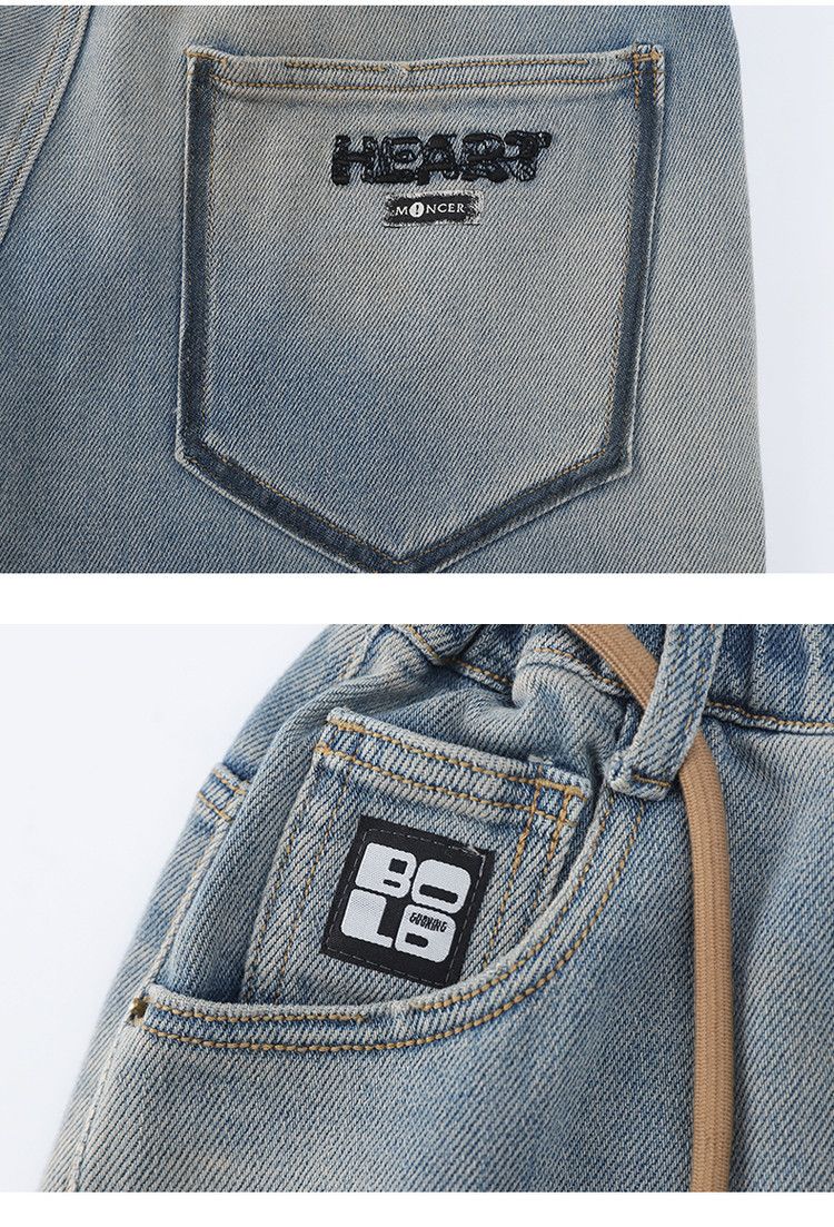 Jeans elasticizzati in denim per bambine con orlo grezzo di Mother & Kids - Comodi ed eleganti per bambine dai 3 agli 8 anni (120-170 cm) Jeans elasticizzati in denim per bambine con orlo grezzo_voghion.com