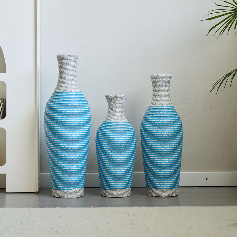 Desktop Vase, Brown Decorative Floor Vase, Classic And Neat Floor Vase, High Independent Flower Stand, Artificial Vine Vase, PVC Floor Vase, Home Decoration Flower Stand Set Of 3 Pieces_voghion.com