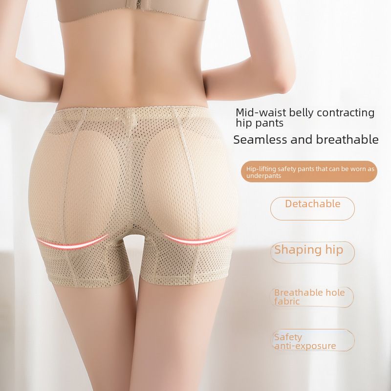 Mutandine modellanti in pizzo e rete con imbottitura sui fianchi, pantaloni da donna con boxer con imbottitura sui fianchi e sulla pancia_voghion.com