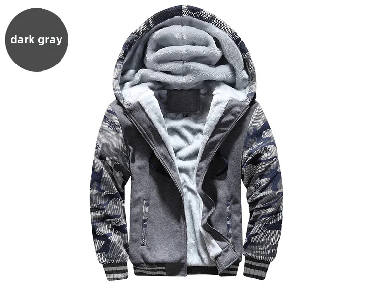 Herbst/Winter Fleecegefüttertes Herren-Sweatshirt Lässige Sport-Cardigan-Hoodies Lockere Passform Warme Bequeme Herren-Oberbekleidung_voghion.com