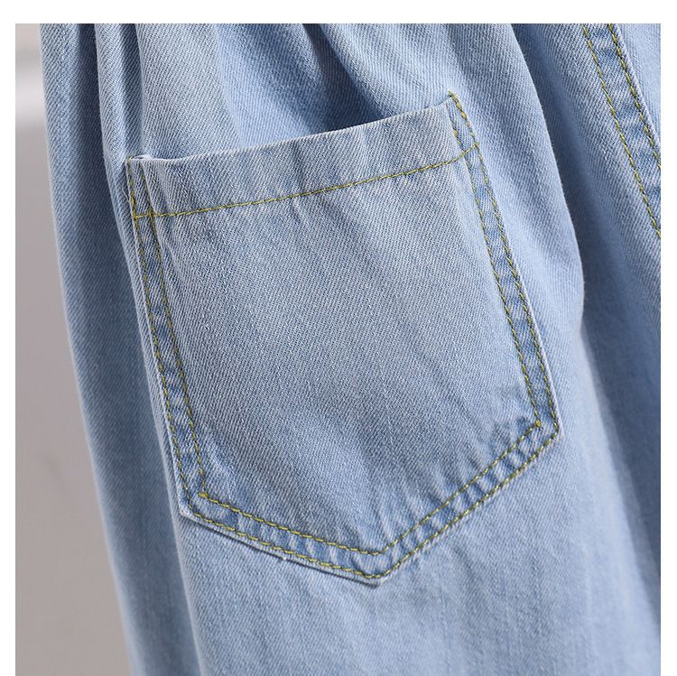 Pantaloncini in denim tencel sottile a linea A, da donna, versatili, larghi, a vita alta, con gamba larga, estate 2025_voghion.com