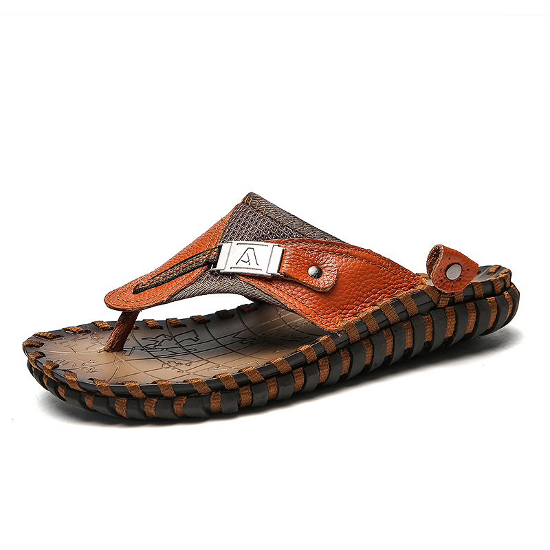 Pantofole da uomo estive, nuove scarpe da spiaggia, infradito in pelle, scarpe casual di grandi dimensioni alla moda, pantofole da uomo per esterni_voghion.com