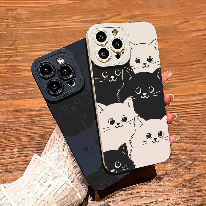 Nuova custodia per telefono Catoon Black Cat Design per iPhone 16 15 Pro Max 14 13 12 11 Pro XS X XR 7 8 Plus SE antiurto Bumper Back Cover_voghion.com