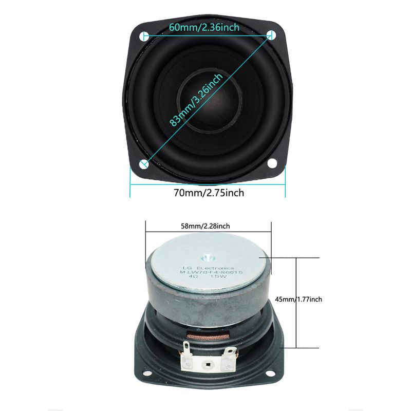2 stk/parti 78 mm 4 ohm 15w subwooferhøjttaler 3 tommer konveks kappe bas firkantet woofer gør-det-selv reolhøjttalere hifi hjemmelyd_voghion.com