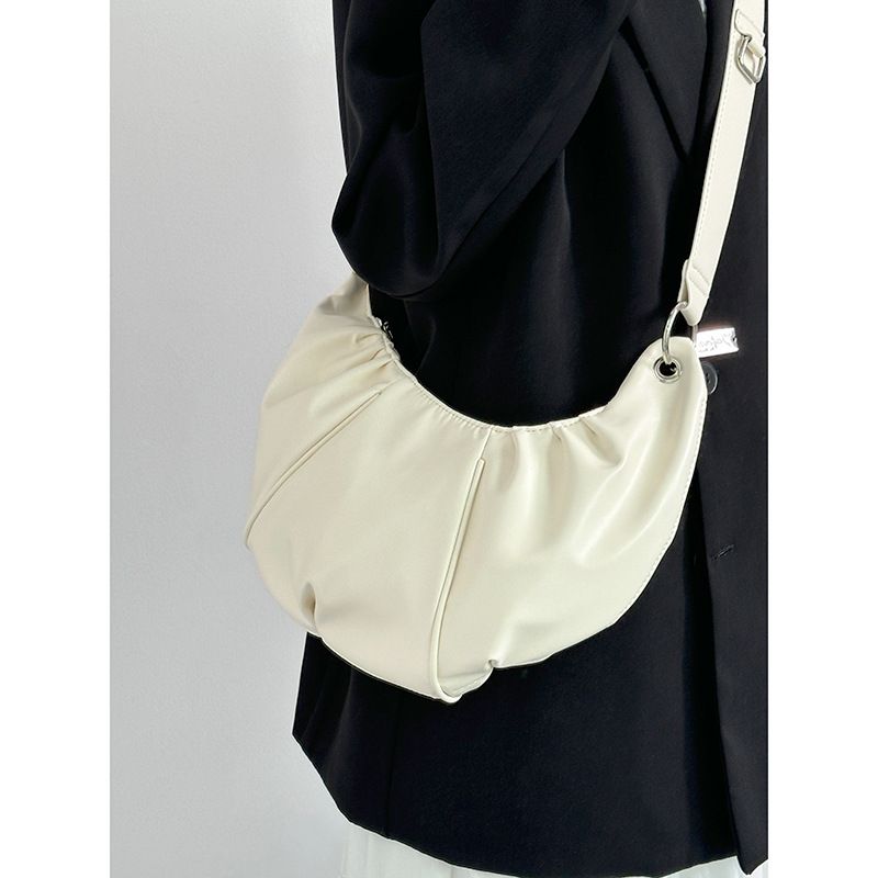 Korean Version Folding Women's Large Capacity Cow Horn Shoulder Bag_voghion.com