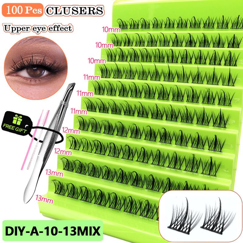 10er-Pack gemischte 20D/30D künstliche Wimpern – DIY Lazy Girl 3-Schritt-Anwendung (Weizen- und Mini-Teufel-Stil, flauschiger und natürlicher Look, Cluster in Salonqualität)_voghion.com