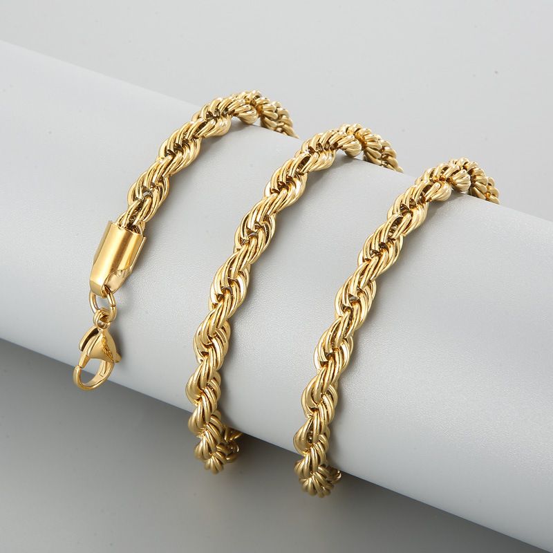 Vendite calde 2mm-8mm Oro Colore Twist Catena Corda Collane Per Uomo Donna Hiphop Acciaio Inossidabile Catene Impermeabili Collana Choker_voghion.com