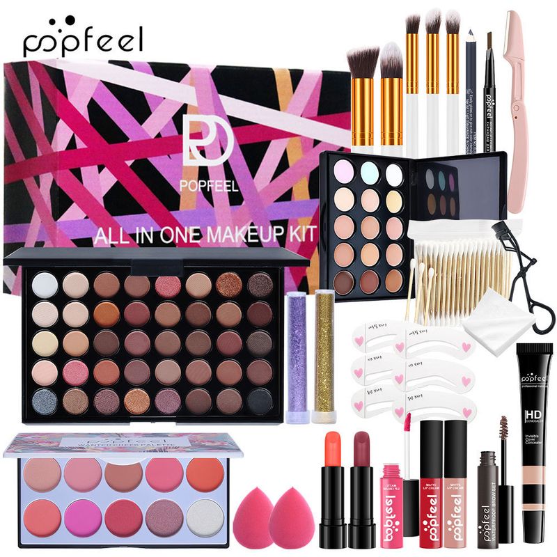 Make-up-Sets Exklusive POPFEEL Make-up-Set-Kombination Urlaubsgeschenk Kosmetik Rosa Farbbox BOX005_voghion.com