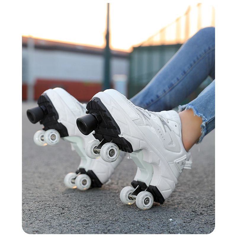 Dziecięce buty autentyczne czterokołowe zdeformowane buty do biegania dla mężczyzn i kobiet rolki dla dzieci chłopców i dziewcząt czterokołowe dwukołowe_voghion.com