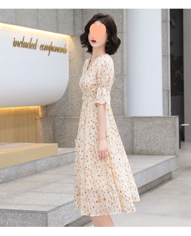 Gonna a stelo in chiffon arancione profumato di Fengxia, nuova collezione di celebrità di Internet, con vita, lunghezza media, stile occidentale._voghion.com