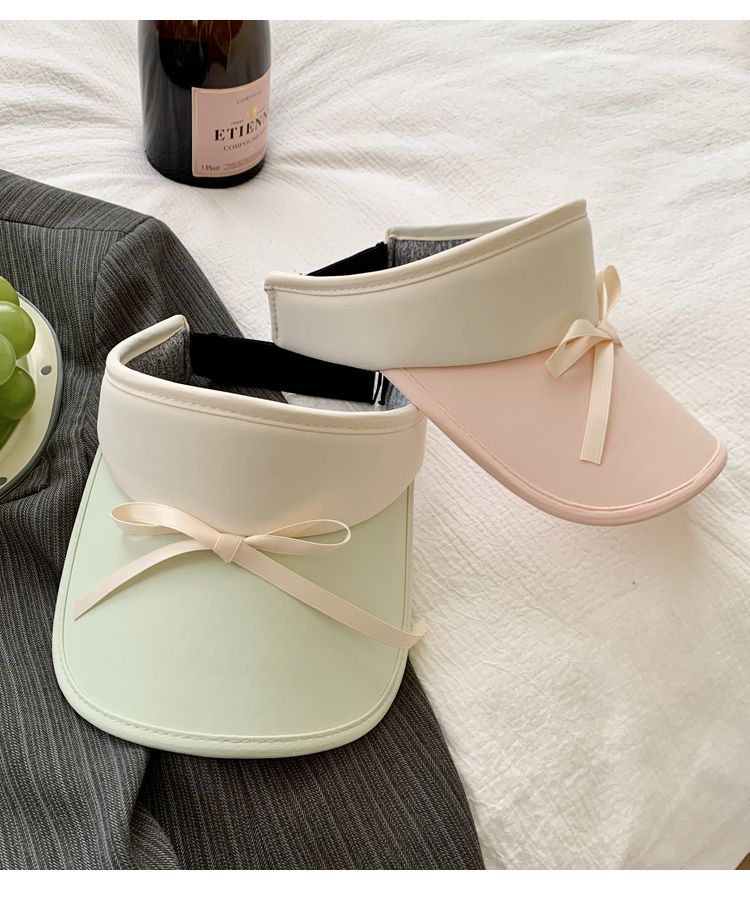 Bow Color Matching Empty Top Sunscreen Hat Women's Summer 2024 New Casual Versatile Sunscreen And UV Protection Sun Hat_voghion.com
