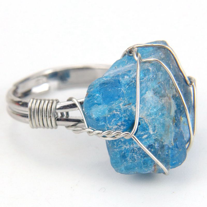 Neue Stil Persönlichkeit Handgemachte Gewickelt Raw Achat Für Frauen Einstellbare Ring R01_voghion.com