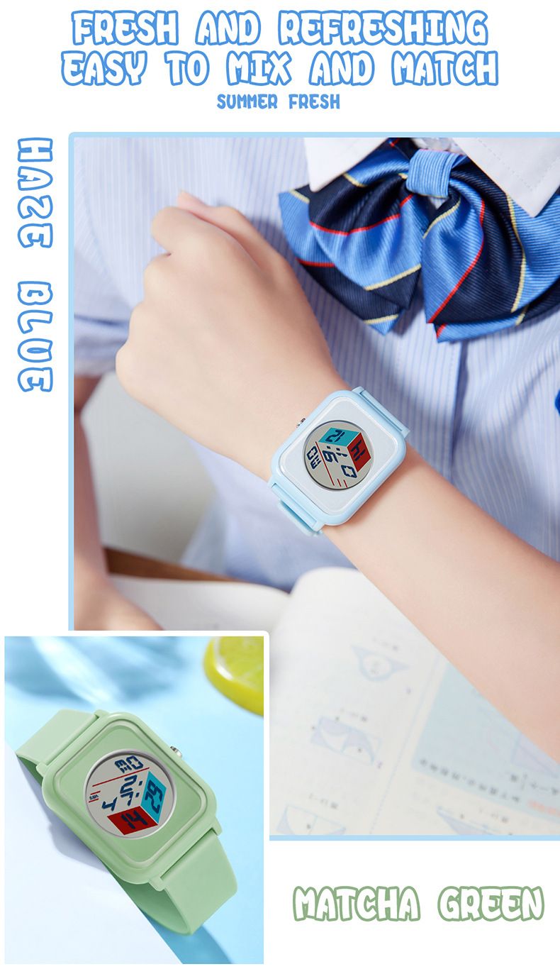 Modern Square Digital Watch With LED Backlight, Waterproof & Lightweight Design For Students And Casual Wear Luminous Leisure Watch_voghion.com