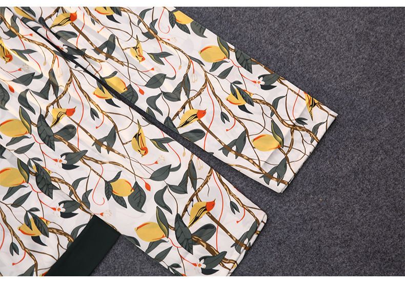 Large size five piece women's summer sexy suspender printed pajama set with colored dice_voghion.com