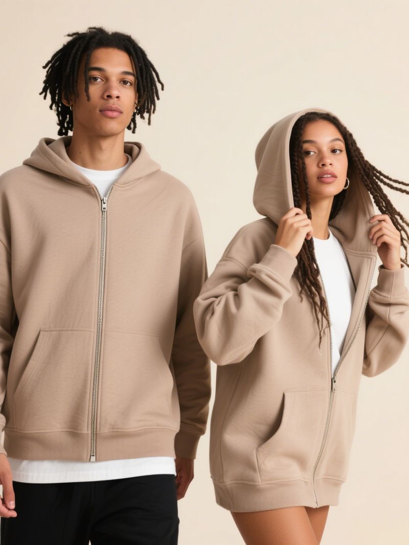 Felpa con cappuccio e cerniera da uomo – Pullover slim fit in 52% cotone con orlo a coste (nero, personalizzabile)_voghion.com