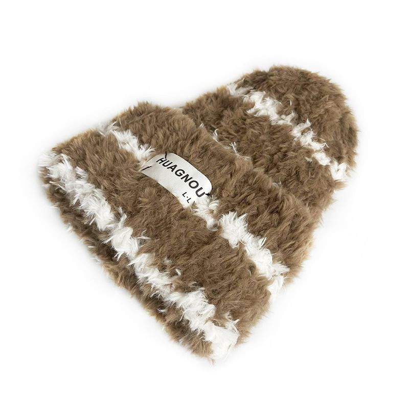 Cappello di lana da donna con etichetta Cat Brother, nuovo, lavorato a maglia, autunno inverno, caldo e spesso, in peluche, versione coreana_voghion.com