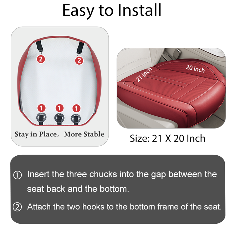 1PCS Nappa Leather Anti-Slip And Full Wrap Driver Protector Mat Front Bottom Car Seat Cushion Cover_voghion.com