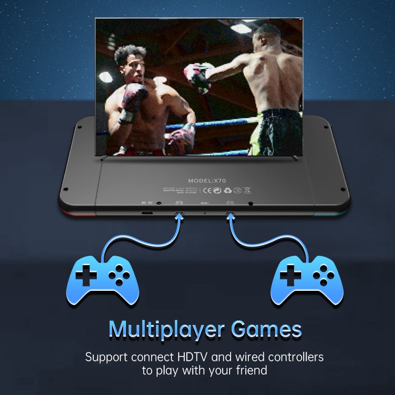 POWKIDDY X70 Handheld Console 7 Inch Video Players Supports 2 USB Controllers PS1 Game Connect To An HD TV_voghion.com