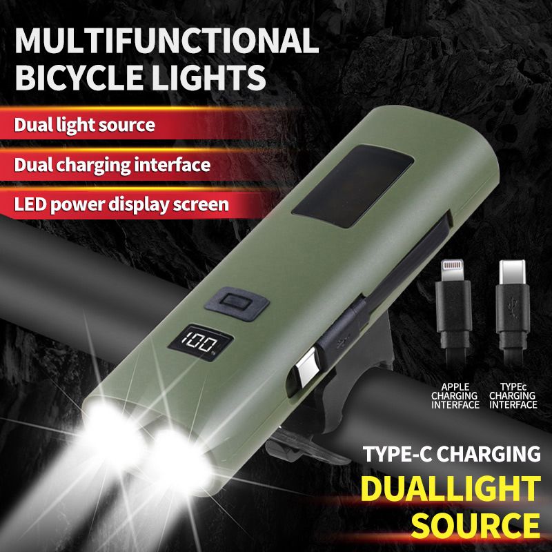 Nouvelle banque d'alimentation multifonctionnelle LED pour vélo avec câble de données intégré, éclairage puissant pour cyclisme en extérieur_voghion.com