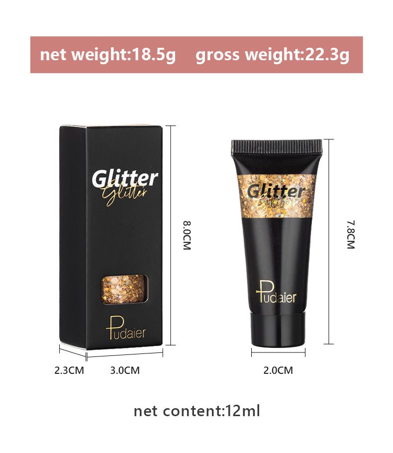 Pudaier Ombretto Liquido Lucido Monocolore Trucco da Palco Viso Corpo Glitter 12 Colori Ombretto Liquido Scintillante Luccicante_voghion.com