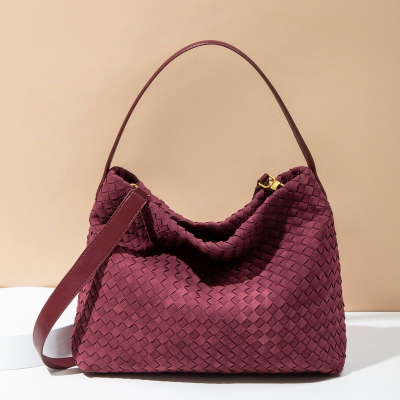 Nuova borsa a secchiello intrecciata fatta a mano da donna, borsa a tracolla grande e capiente, versatile e alla moda_voghion.com