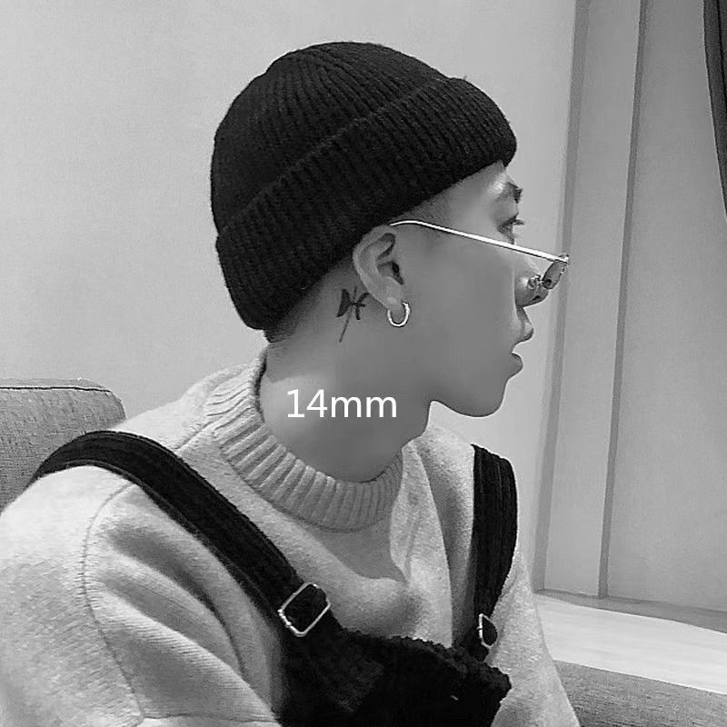 Titanium Earrings Simple Studs Elegant Cuffs Unisex Hoops Hip Hop Stainless Steel Ear Jewelry Single Piece_voghion.com