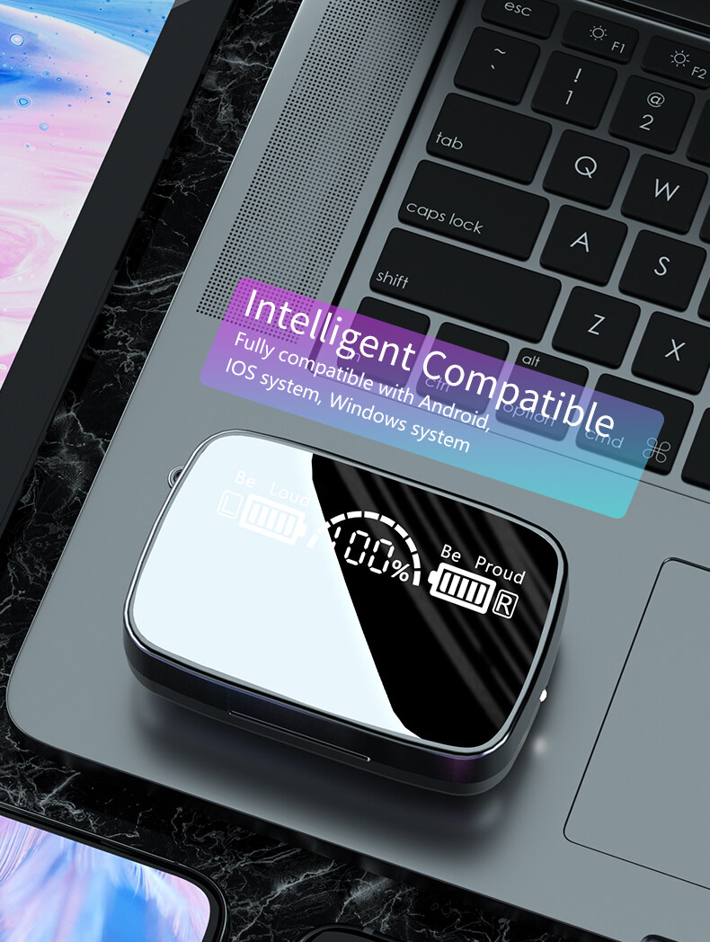 Bluetooth 5.0 Hörlurar Trådlösa Hörlurar Med Mikrofon Pekkontroll HD Stereo Sport Headset In-Ear Hörlurar IPX7 Vattentäta Hörlurar_voghion.com