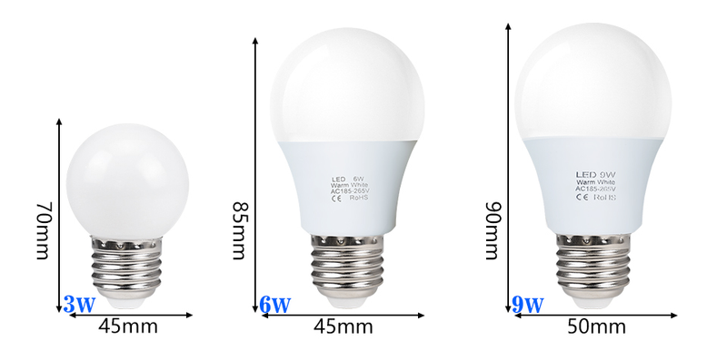 6 pièces LED ampoule lampes E27 AC220V 240V puissance réelle lampe à LED 18W 15W 12W 9W 6W 3W Lampada LED projecteur lampe de Table lumière LED_voghion.com