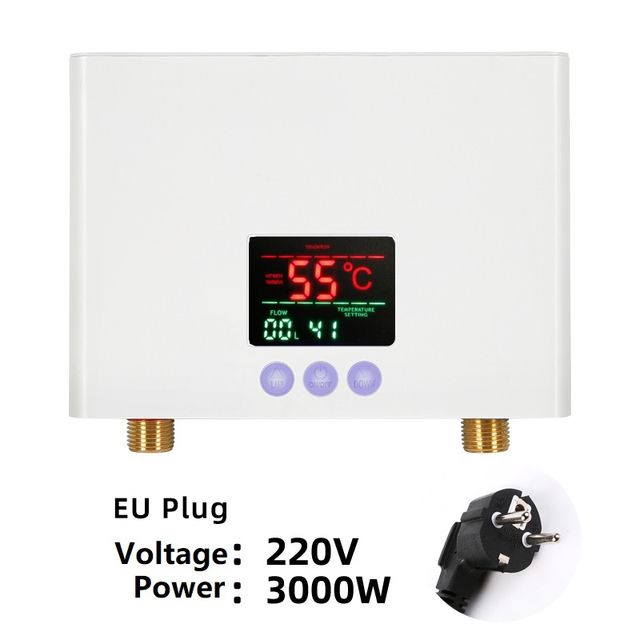 110V 220V Instant Water Heater Bathroom Kitchen Wall Mounted Electric Water Heater LCD Temperature Display with Remote Control_voghion.com