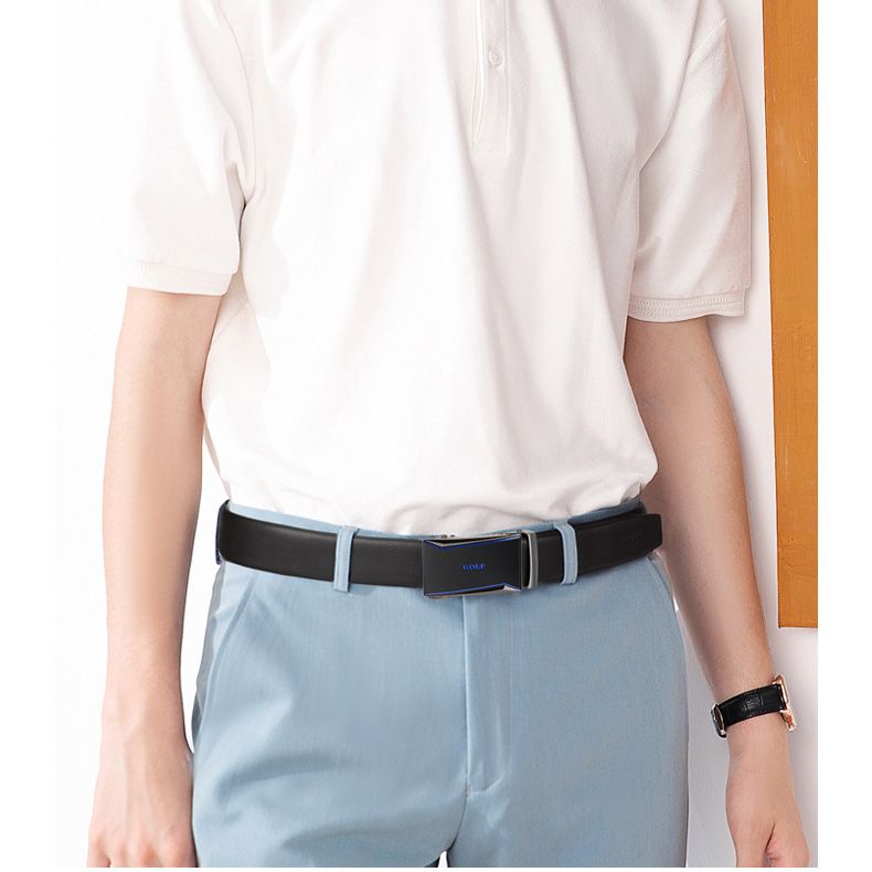 HOT GOLF Herren Gürtel aus echtem Leder mit automatischer Schnalle, trendiger Casual Business-Hosengürtel, vielseitig und einfach_voghion.com