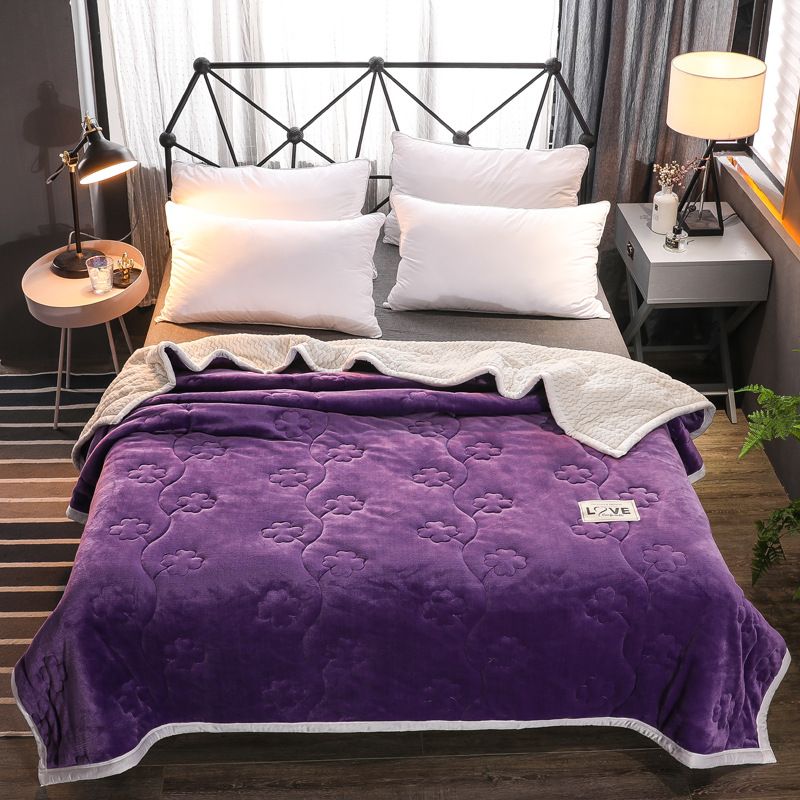 Plush Sherpa Fleece Blanket Extra Thick Double Layer Winter Throw For Bed Couch_voghion.com