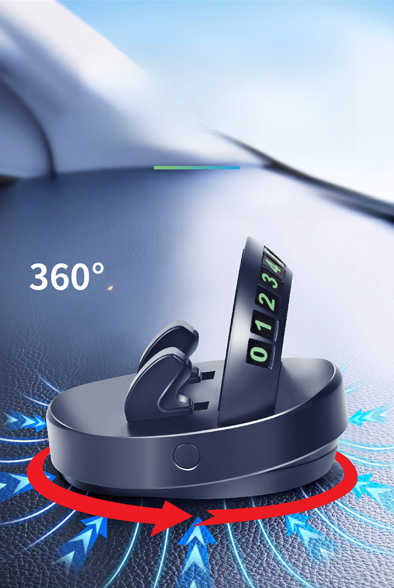 2025 New Dashboard Mobile Phone Navigation 360 ° Rotation Temporary Parking Luminous Number Plate Holder_voghion.com