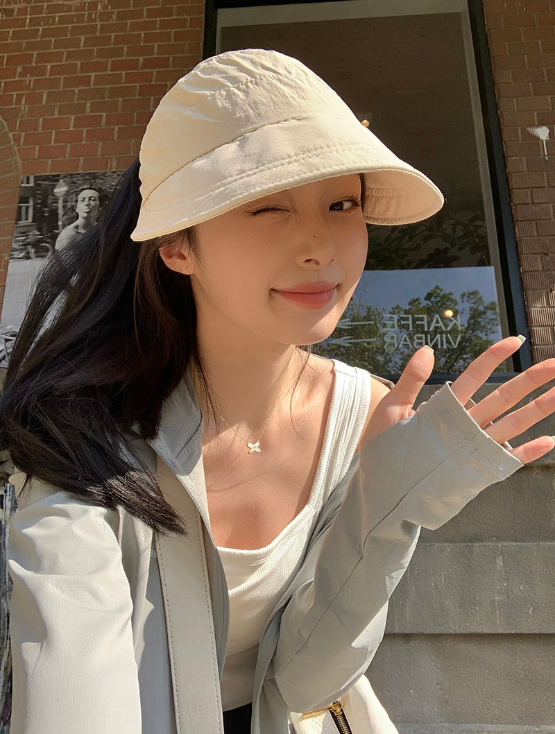 Adjutable Fiherman Cap Women Outdoor Beach Bucket Hat Summer UV Protection Ponytail Sunhat Foldable Vior Panama_voghion.com