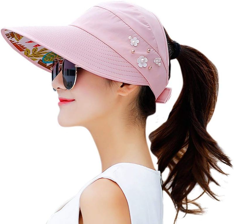 HINDAWI Sun Hats For Women Wide Brim Sun Hat UV Protection Caps Floppy Beach Packable Visor_voghion.com