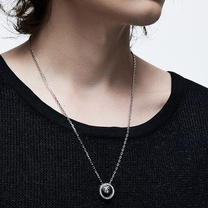 ACJA Pure Silver Basketball Necklace For Men Trendy Brand Pendant Design High-end Niche Accessories Qixi Festival Gift_voghion.com