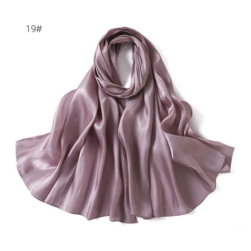 Unisex Solid color soft shimmering satin scarf women's scarf sunblock shawl Muslim_voghion.com