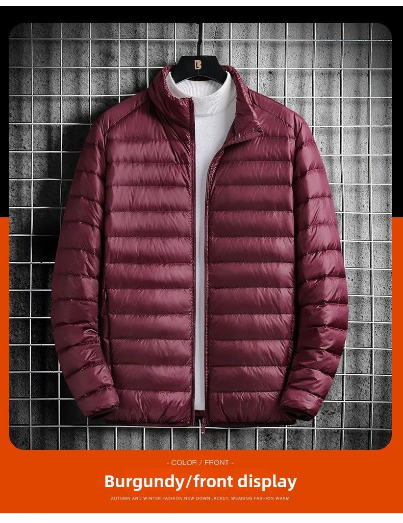 Leichte Baumwolljacke für Herren, lässig, bedruckbar, kurzer Kragen, weit geschnittener Baumwollmantel, große Oberbekleidung für Männer_voghion.com