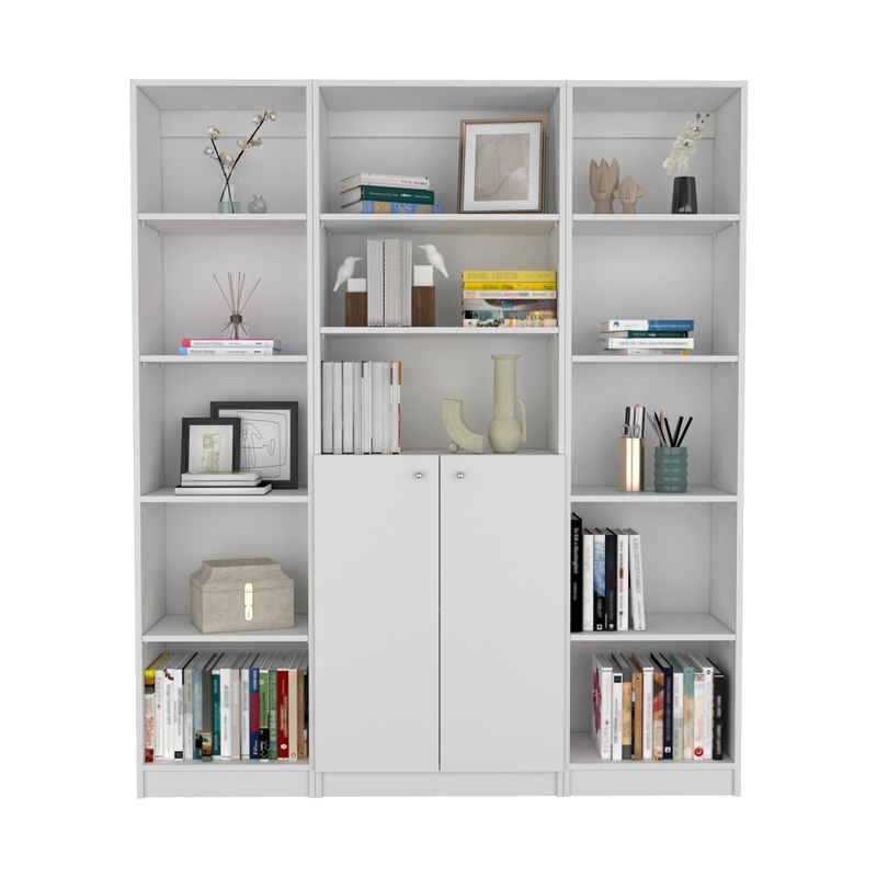 Aberdeen 3 Piece Living Room Set with 3 Bookcases, White_voghion.com