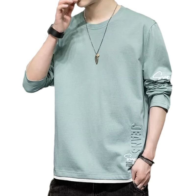 Langarm-T-Shirt, Herren-Herbstpullover mit Rundhalsausschnitt, lockerer, übergroßer Basispullover, Kapuzenpullover, trendiges, fettes, lässig bedrucktes T-Shirt_voghion.com