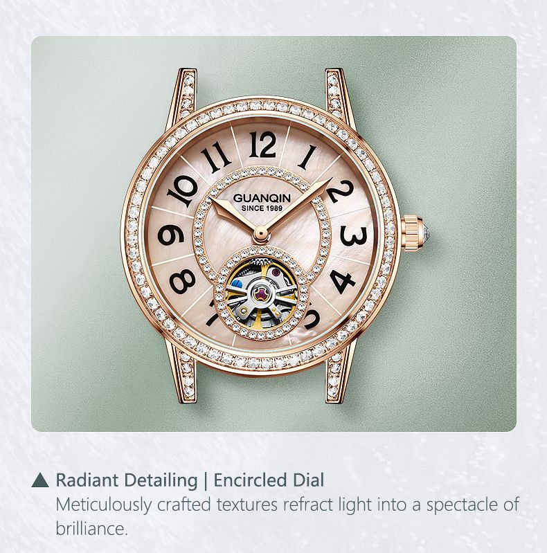 GUANQIN Watches For Women Luxury Mechanical Watch Skeleton Crystal Bezel Leather Strap Leisure 30M Waterproof Lady Wristwatches_voghion.com