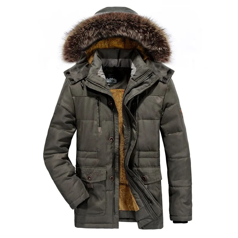 -15 Grad Wanterparkajackete Männer Moud Kapuzenkragen Mat Pelz Windjacke Männer Kleeder Wollfutter Halt Warm Parka Mantel Männer_voghion.com