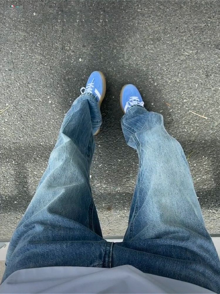 Herenkleding High Street Stijl Strakke pasvorm Slim Straight Leg Lightning Wash Jeans Slim Straight Bootcut Denim Broek Voor Zomer Casual Streetwear_voghion.com
