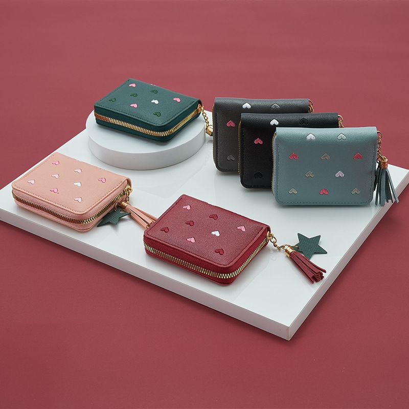 New pu leather wallet women's short Korean cute style women's coin purse one fold multi-functional wallet wholesale_voghion.com