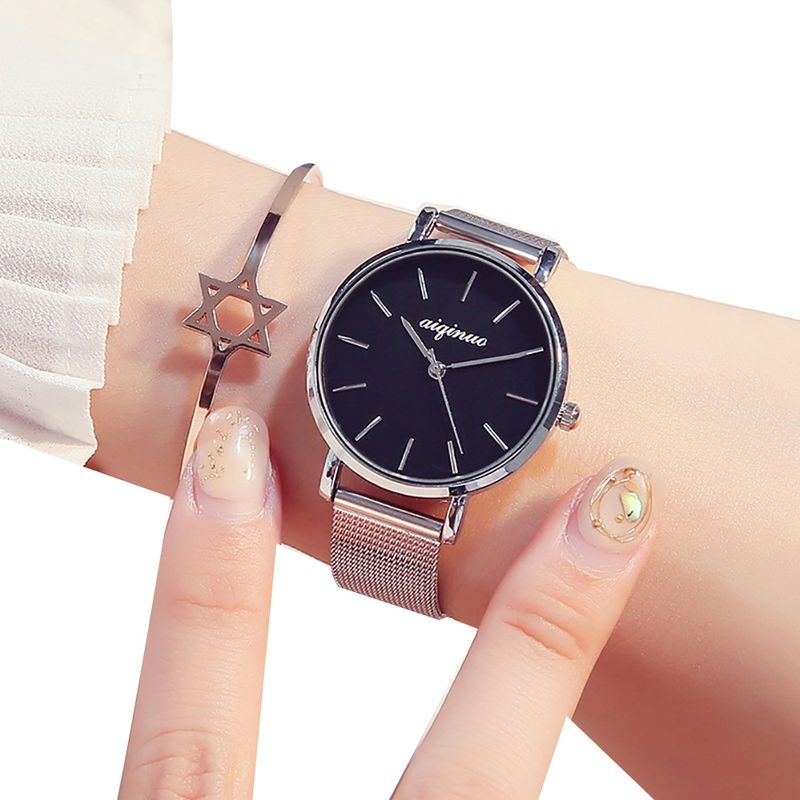 Yamaler mode femme bracelet en alliage cadran rond sans chiffres Quartz analogique montre-bracelet cadeau_voghion.com