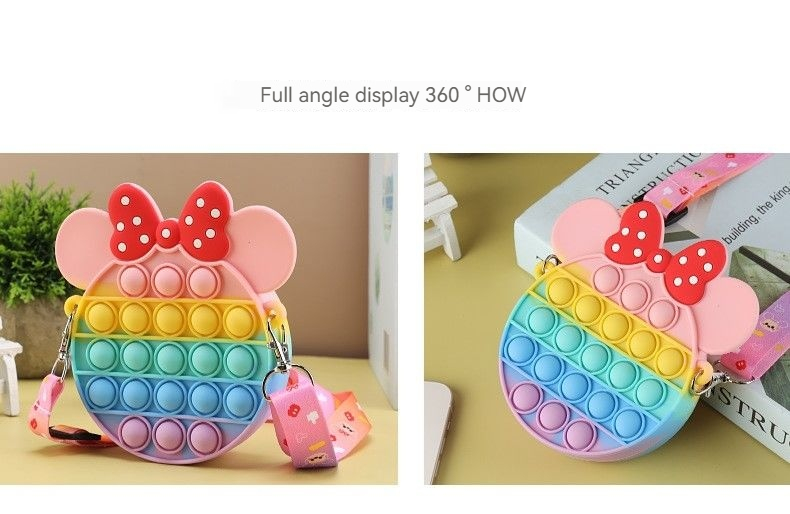 Silicone children's crossbody with pressed bubbles, silicone small rodent killer pioneer, Michimini one shoulder bag,_voghion.com