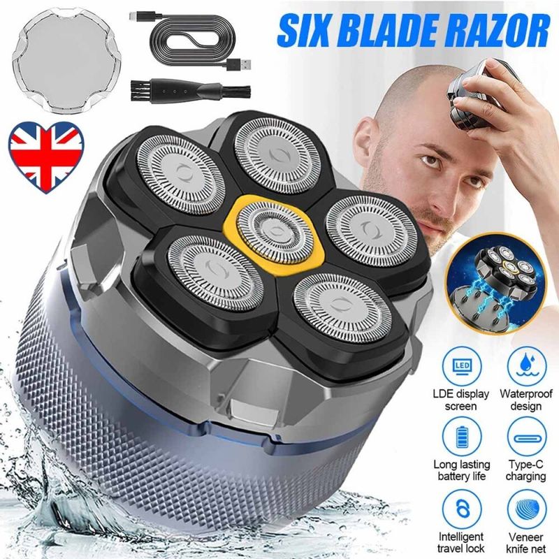 Elektrischer Kopfrasierer für Männer mit Glatze, 6D-Magnetrasierer, nass/trocken, Barthaarschneider_voghion.com